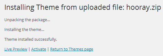 Activate Installed WordPress Thene