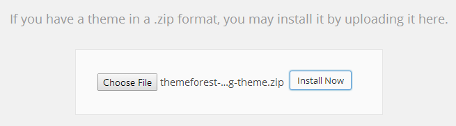 Upload theme zip file from local hard drive
