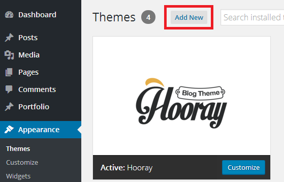 Add new theme to your WordPress application